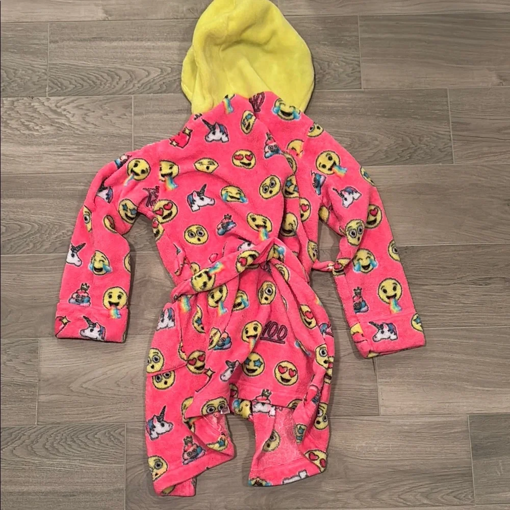 Justice Emoji Print Girls Pink Robe Size 10